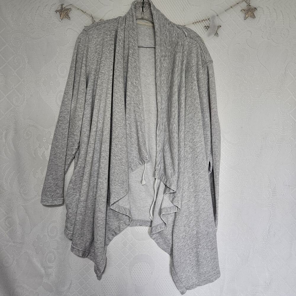 Old Navy Active Size 1X Grey Heathered Jersey Open Waterfall Front Cardigan Cozy